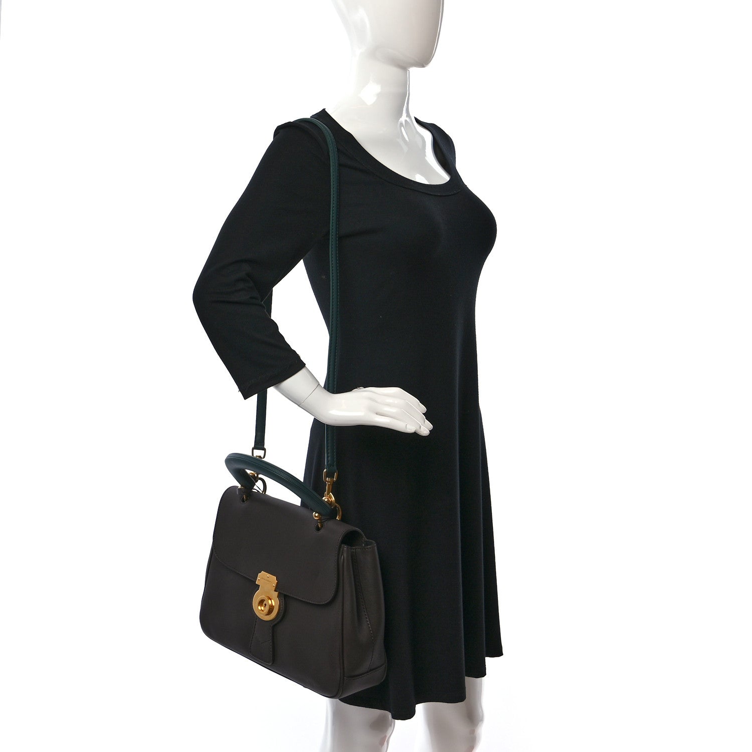 Burberry Trench Calfskin Medium DK88 Top Handle Bag Dark Chocolate 2 of 13