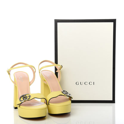 Gucci Calfskin GG Marmont Ankle Wrap 30/115mm Platform Sandals 36.5 Banana 10 of 10