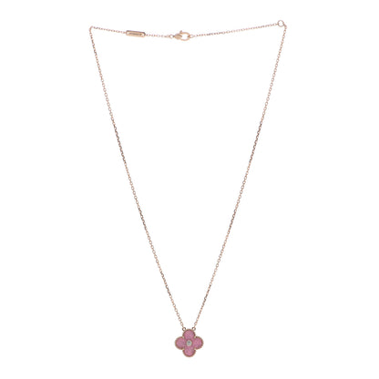 Van Cleef & Arpels 18K Rose Gold Diamond Rhodonite Vintage Alhambra Pendant Necklace 3 of 6