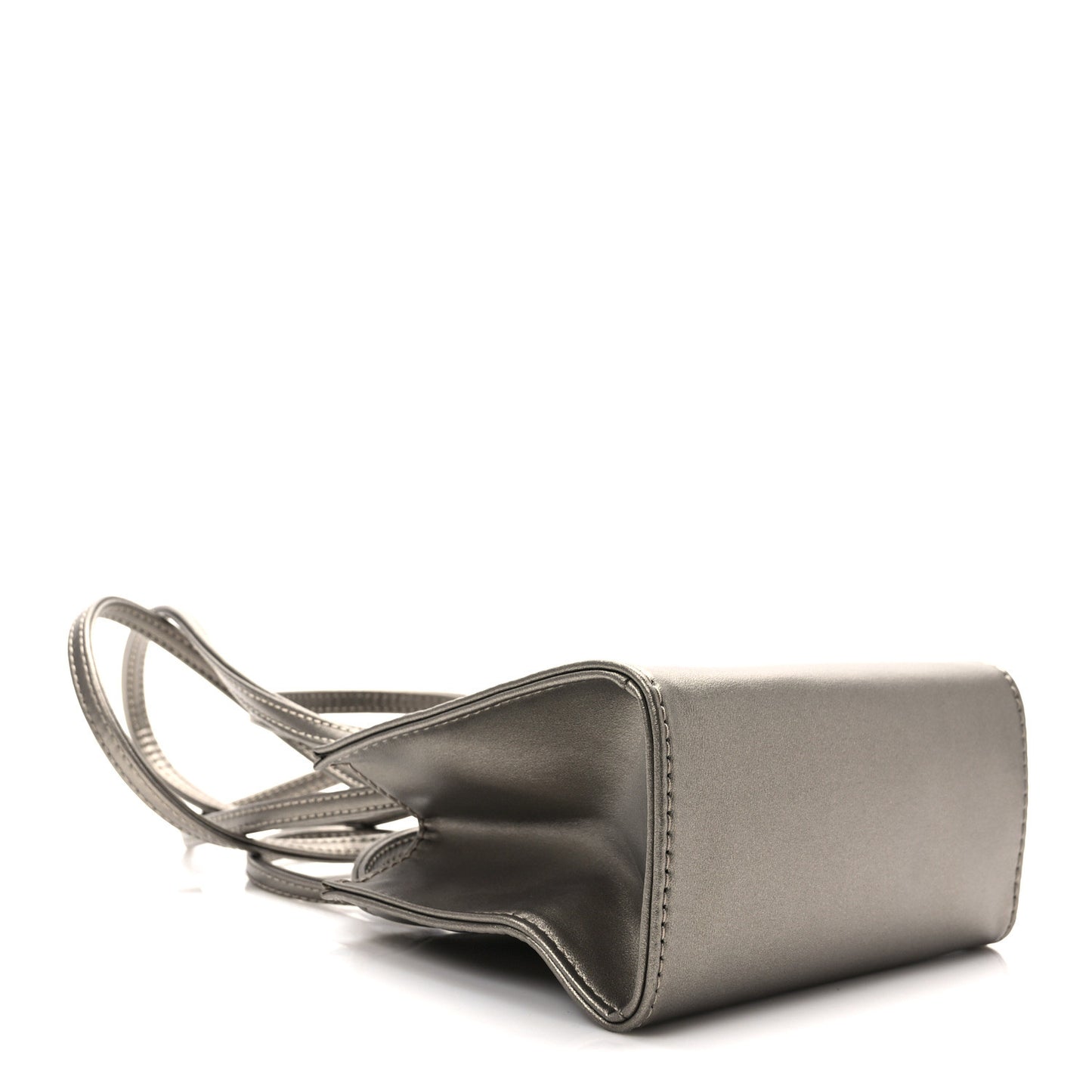 Metallic Vegan Leather Small Shopping Bag Bronze