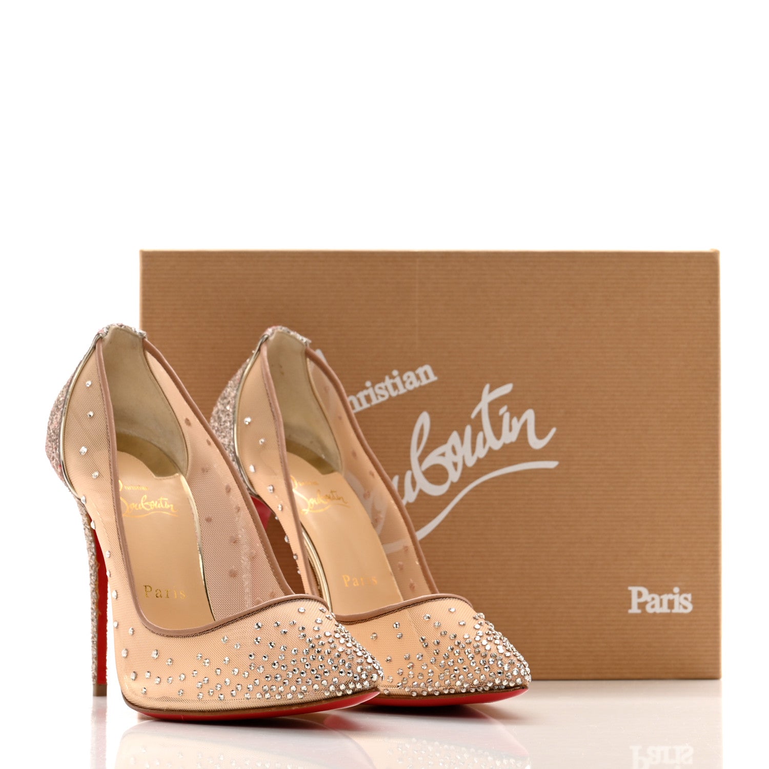 Christian Louboutin Rete Glitter Mini Specchio Strass Follies 100 Pumps 40 Pearl 9 of 9