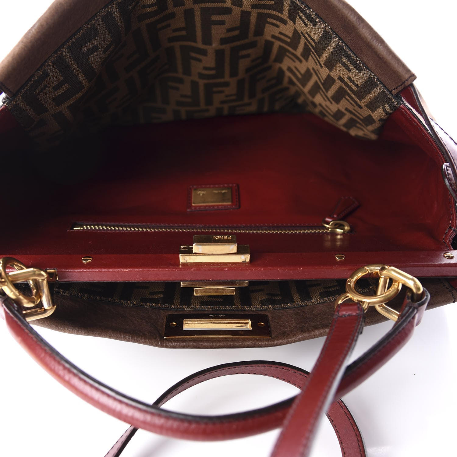 Fendi Buffalo Vitello Large Peekaboo Iconic Satchel Moro Granada 5 of 12