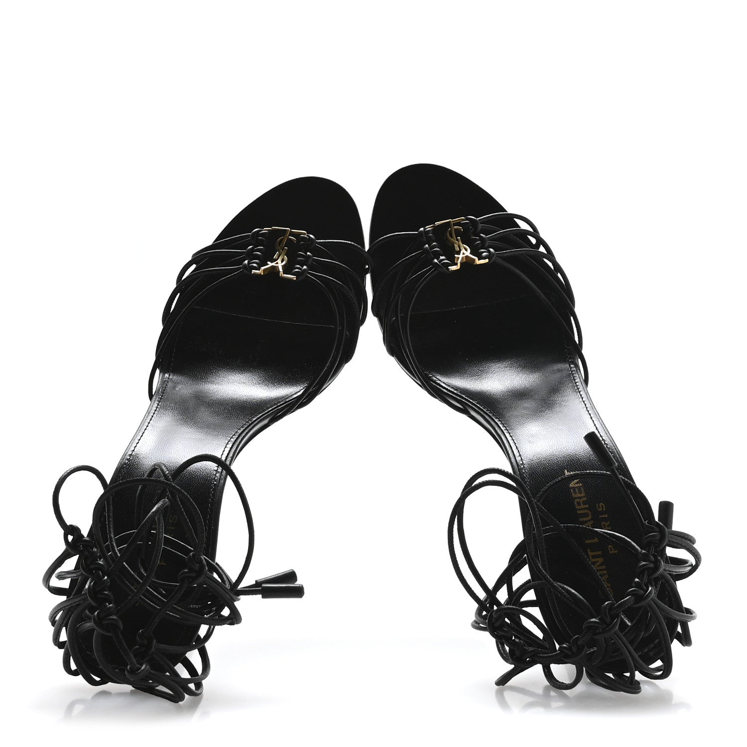 Saint Laurent Calfskin Babylone 90 Ankle Wrap Sandals 40 Black 2 of 7