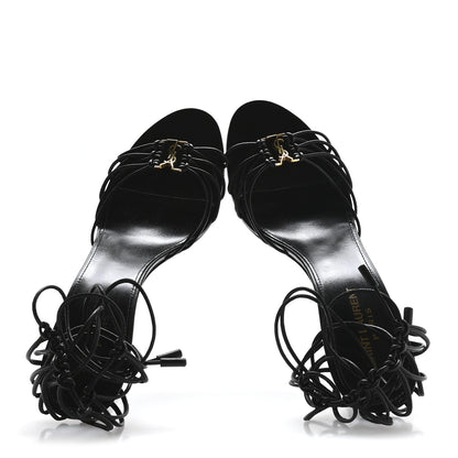 Saint Laurent Calfskin Babylone 90 Ankle Wrap Sandals 40 Black 2 of 7