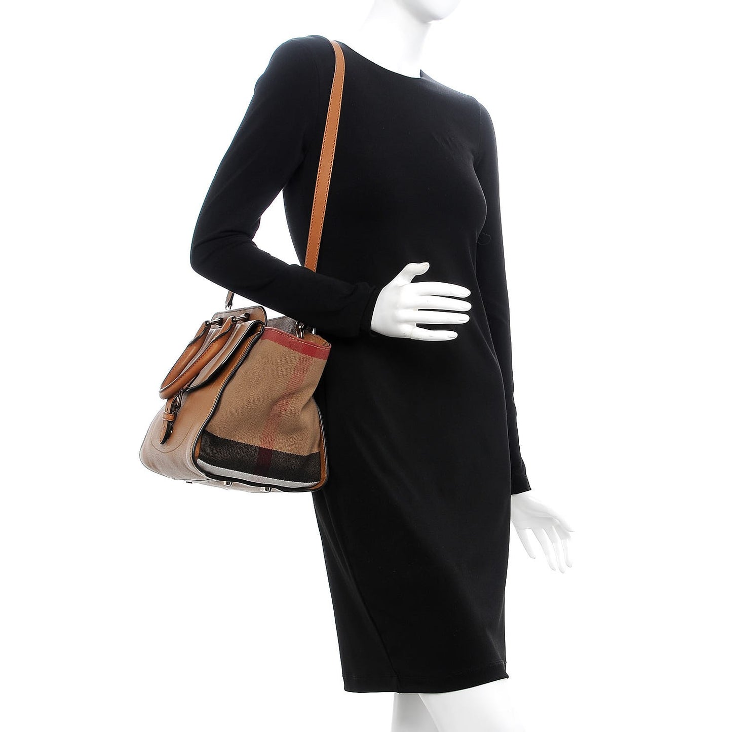 Mega Check Grained Calfskin Medium Harcourt Satchel Saddle Brown