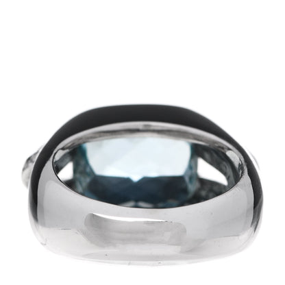 Tiffany 18K White Gold Aquamarine Diamond X Cocktail Ring 52 6 4 of 7