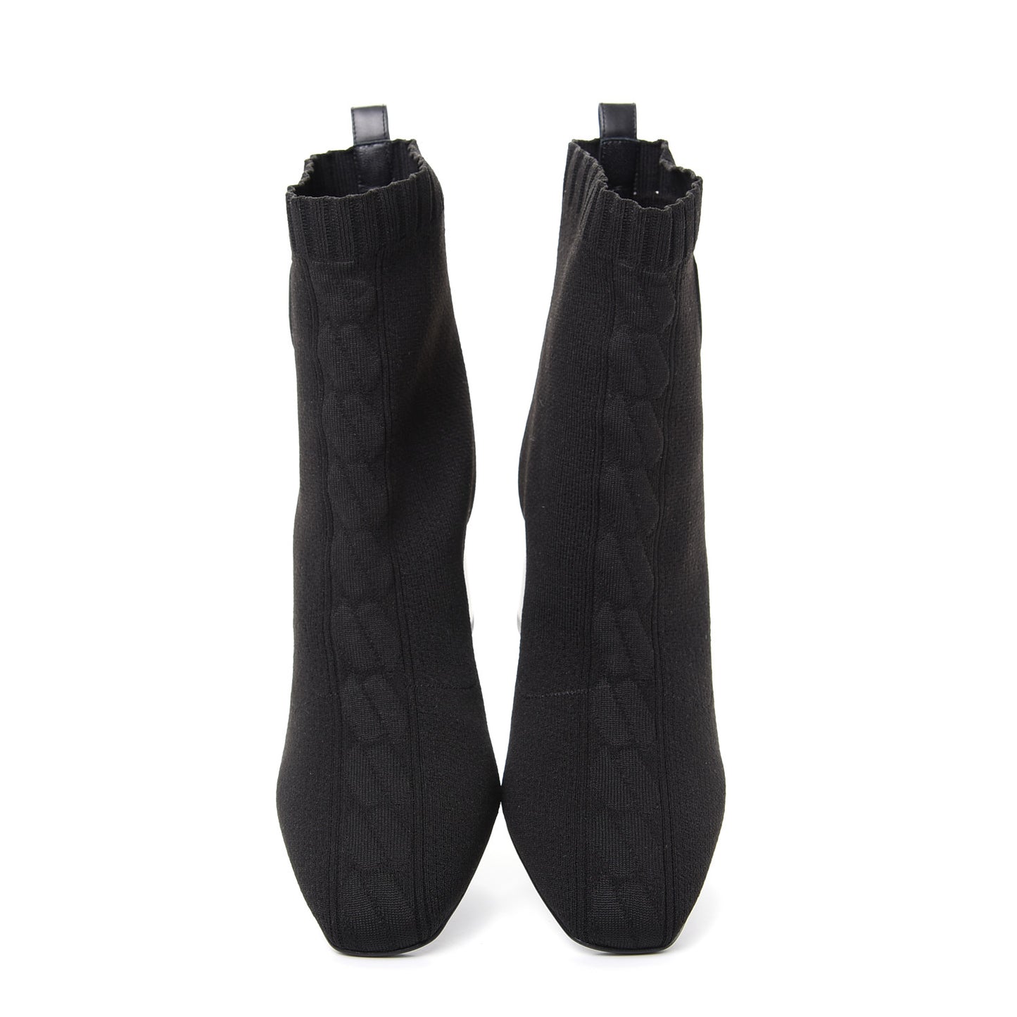 Knit Calfskin Volver Ankle Boots 38.5 Black