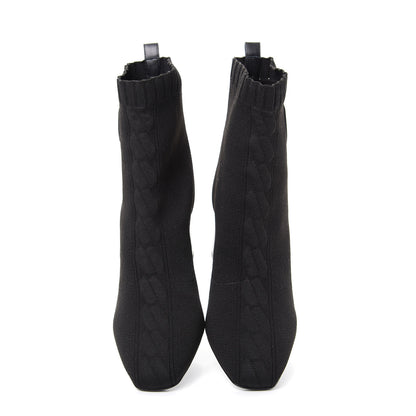 Hermes Knit Calfskin Volver Ankle Boots 38.5 Black 6 of 11