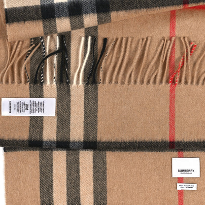 Burberry Cashmere Giant Check Fringe Scarf Camel 3 of 3
