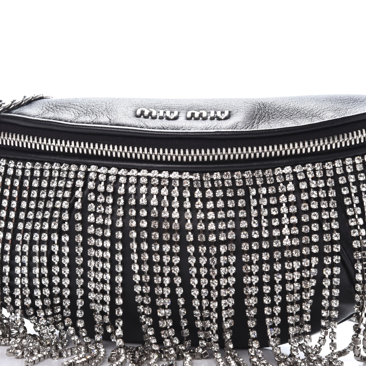 Miu Miu Nappa Crystal Fringe Belt Bag Black 9 of 9