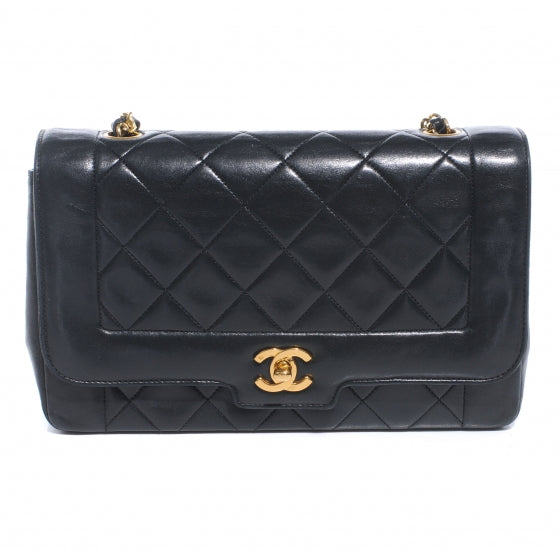 Lambskin Medium Single Flap Black
