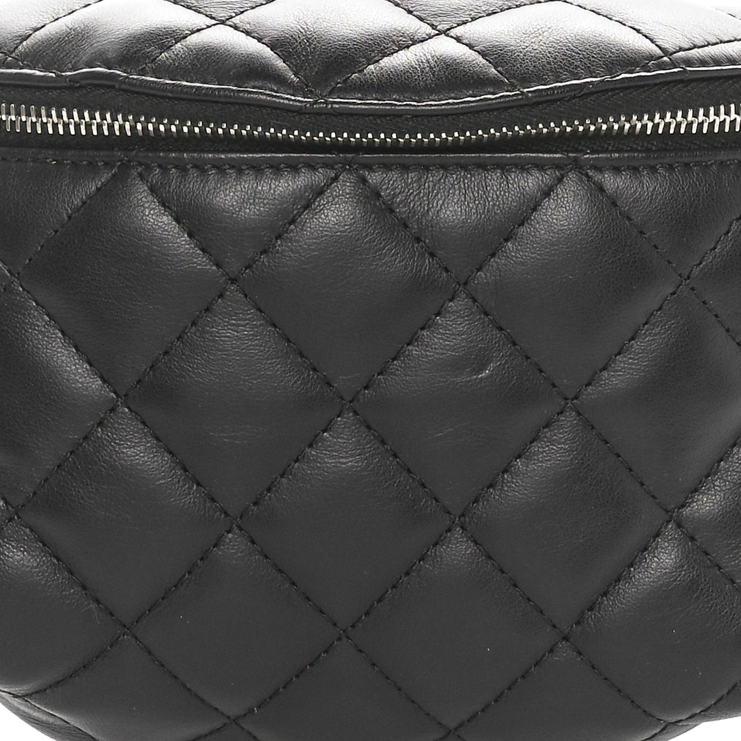 Calfskin Quilted Waist Belt Bag Black