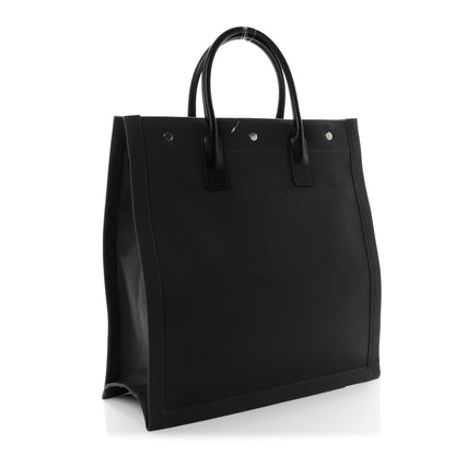 Saint Laurent Linen Calfskin Rive Gauche North South Tote Grey 3 of 9