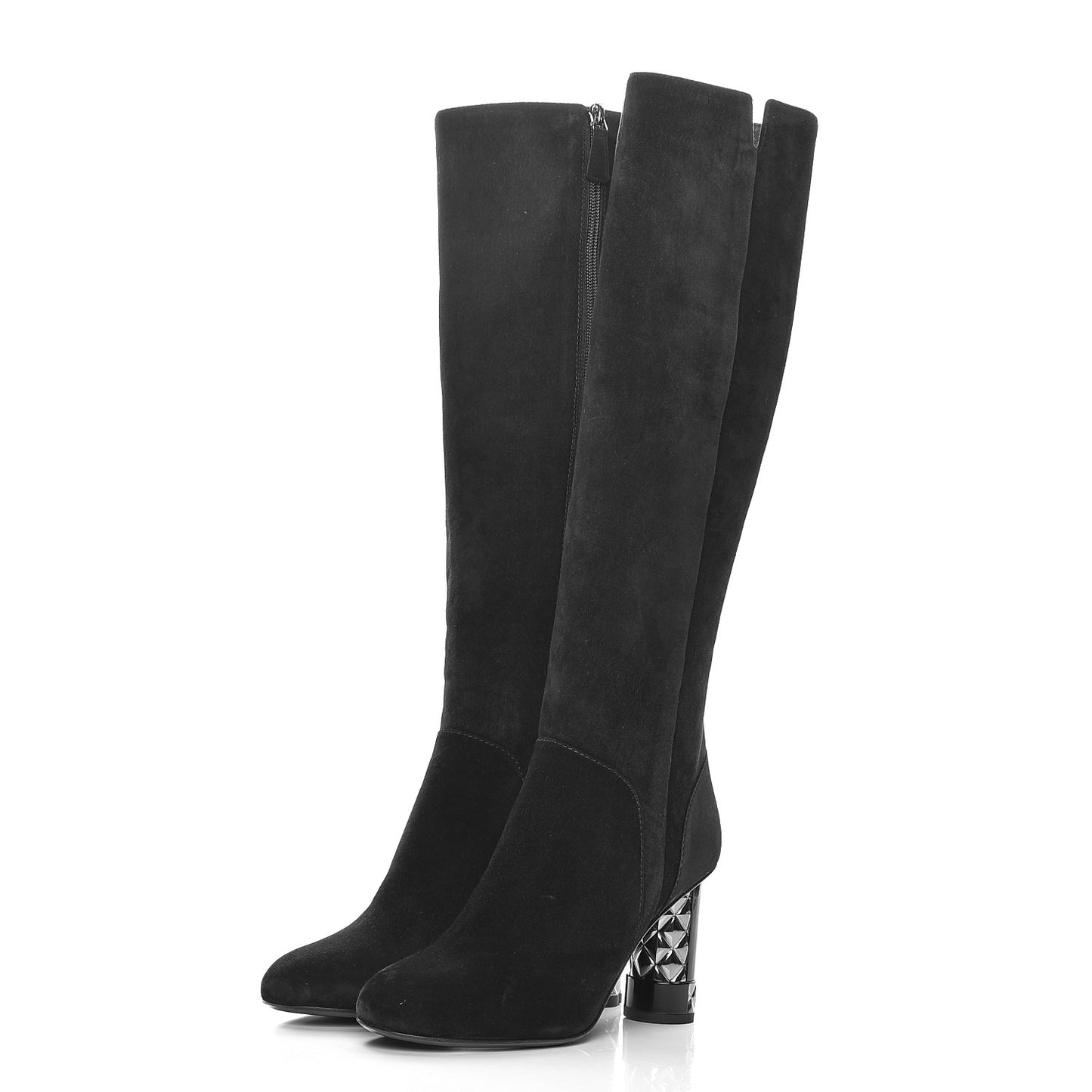 Suede Calfskin High Boots 37.5 Black