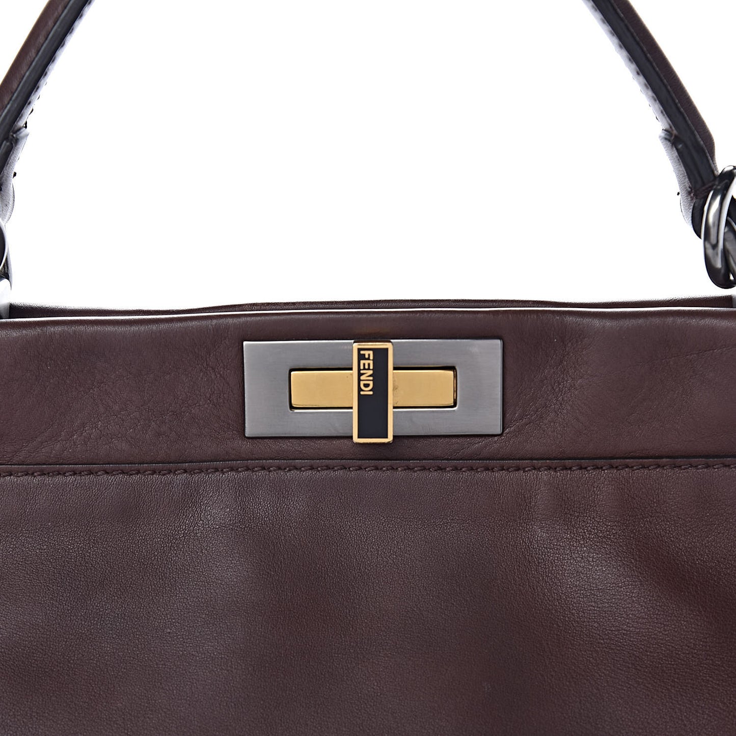 Vitello Zucca Large Peekaboo Iconic Satchel Marrone Tobacco