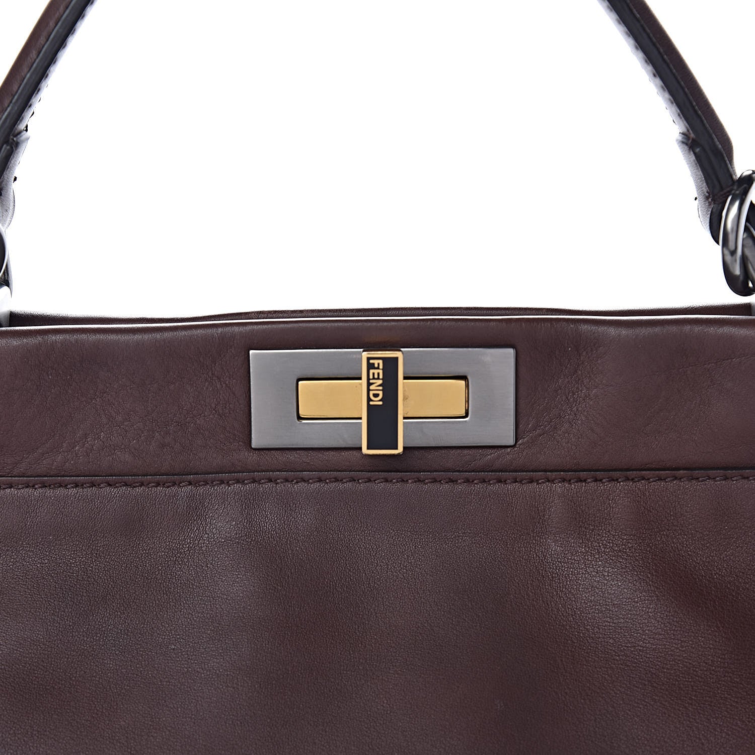 Fendi Vitello Zucca Large Peekaboo Iconic Satchel Marrone Tobacco 8 of 11