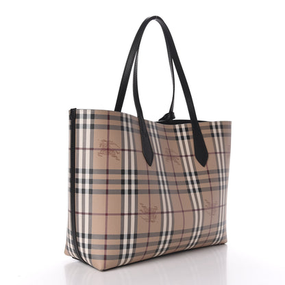 Burberry Grainy Calfskin Haymarket Check Medium Reversible Tote Black 10 of 16