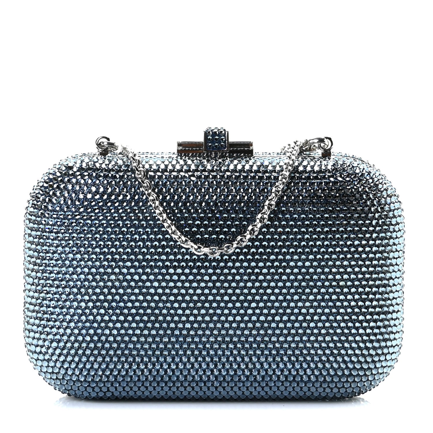 Judith Leiber Swarovski Crystal Minaudiere Clutch Blue 1 of 6