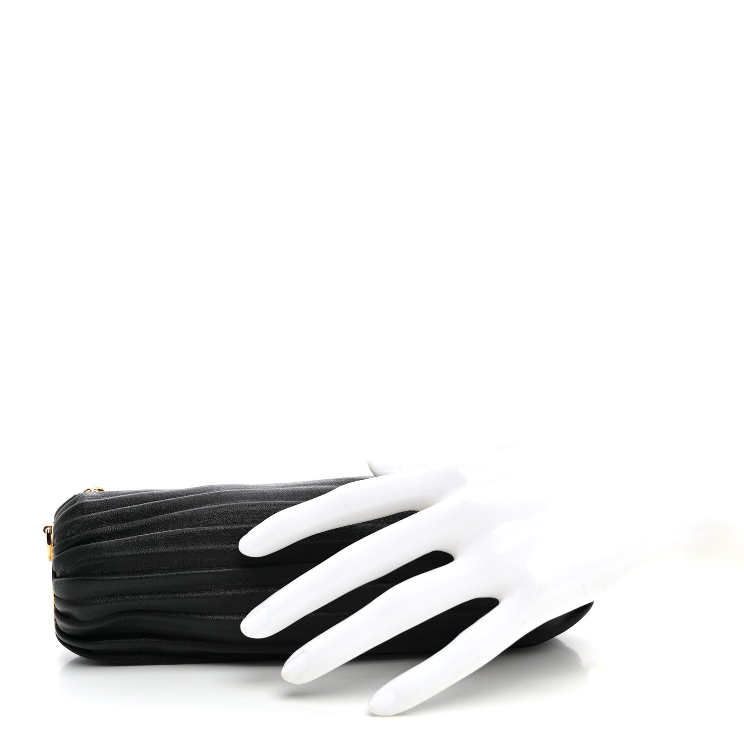 Loewe Lambskin Pleated Bracelet Clutch Black 2 of 6
