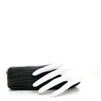 Loewe Lambskin Pleated Bracelet Clutch Black 2 of 6