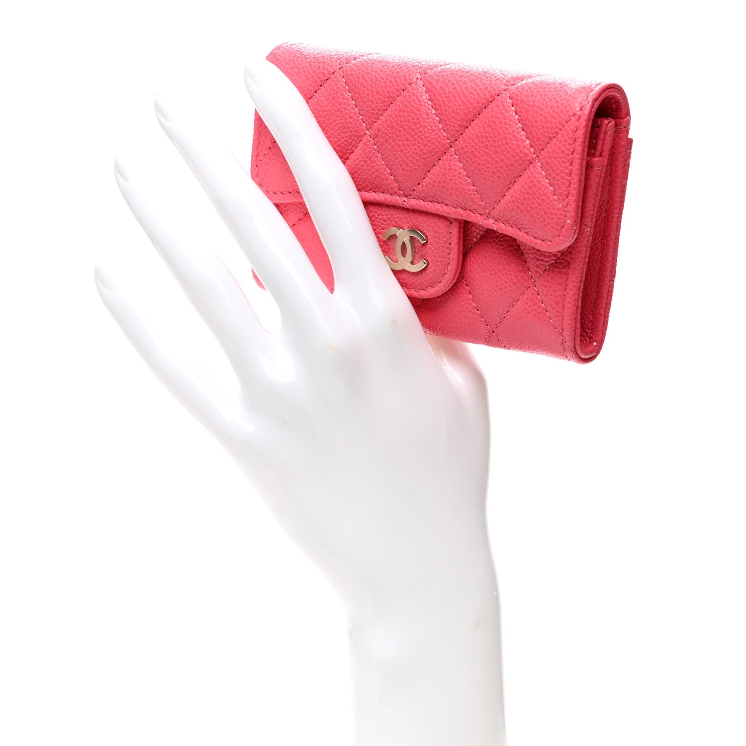 Chanel Caviar Quilted Flap Card Holder Wallet Pink 2 of 8