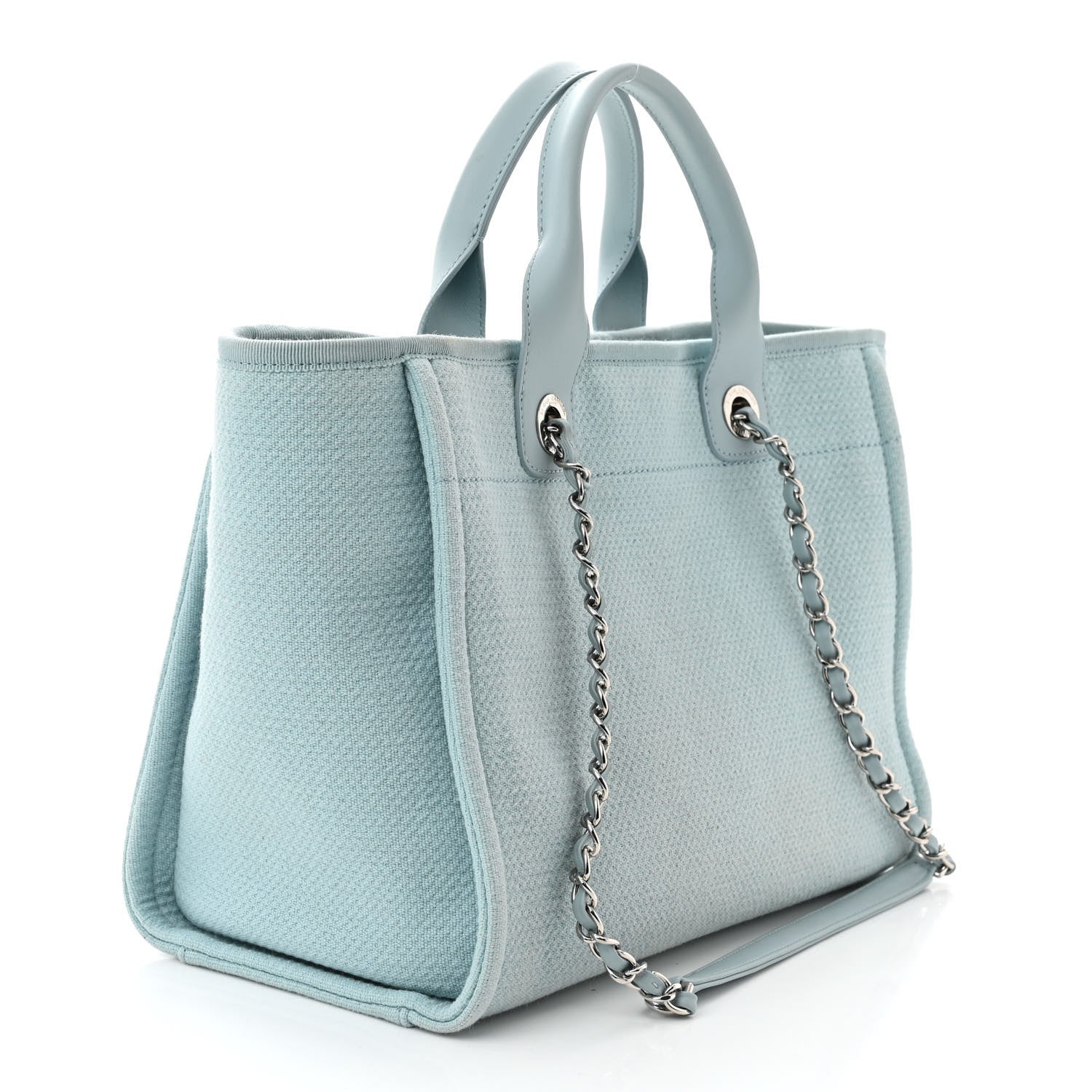 Chanel Mixed Fibers Calfskin Small Deauville Tote Blue 4 of 12
