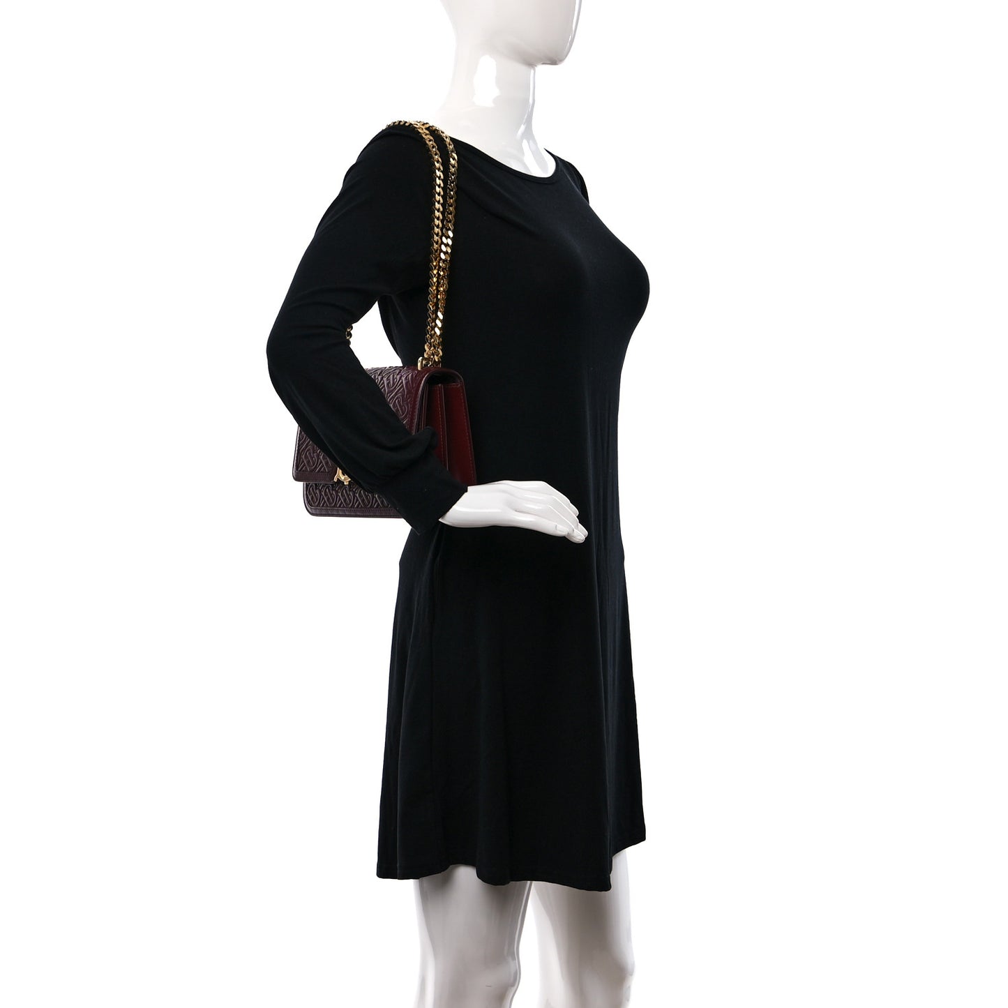 Calfskin Monogram Embossed Small TB Chain Bag Oxblood
