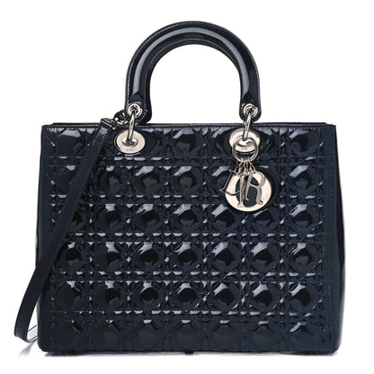 Christian Dior Patent Cannage Large Lady Dior Navy Blue 2 of 6