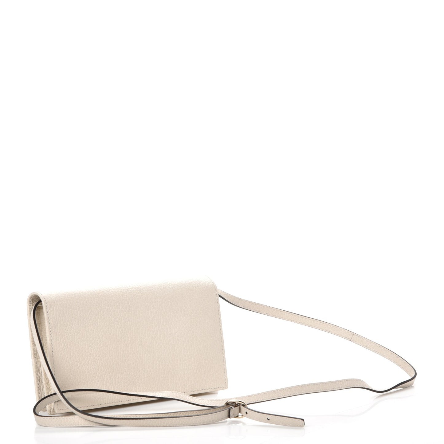 Dollar Calfskin Mini Swing Wallet Bag Mystic White