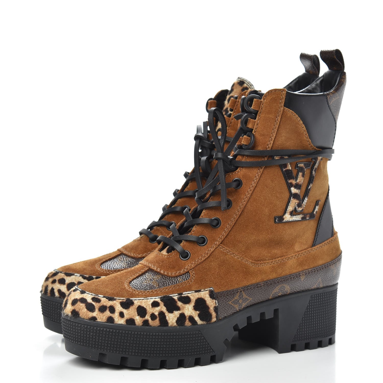 Louis Vuitton Suede Calfskin Monogram Laureate Platform Desert Boots 37.5 Cognac 3 of 7