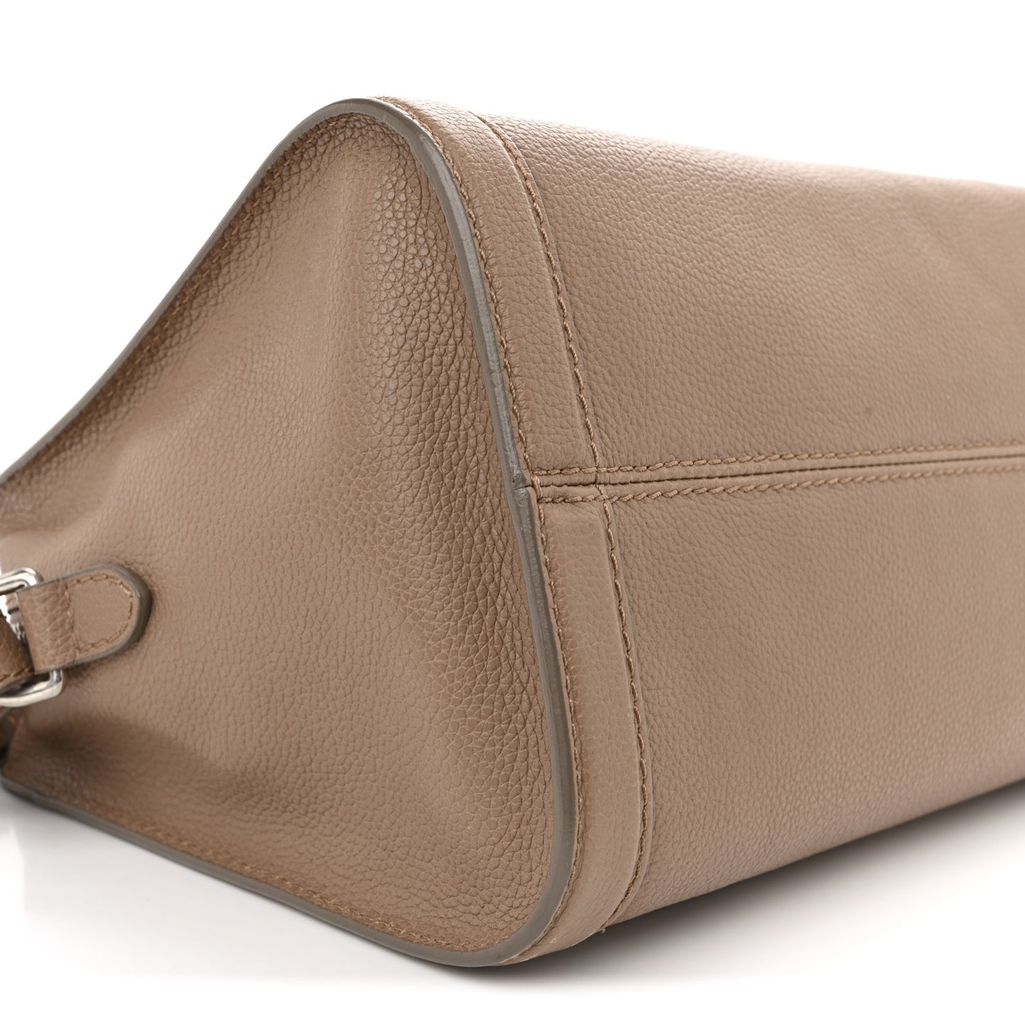 Pebbled Calfskin Small Skull Padlock Zip Around Tote Taupe