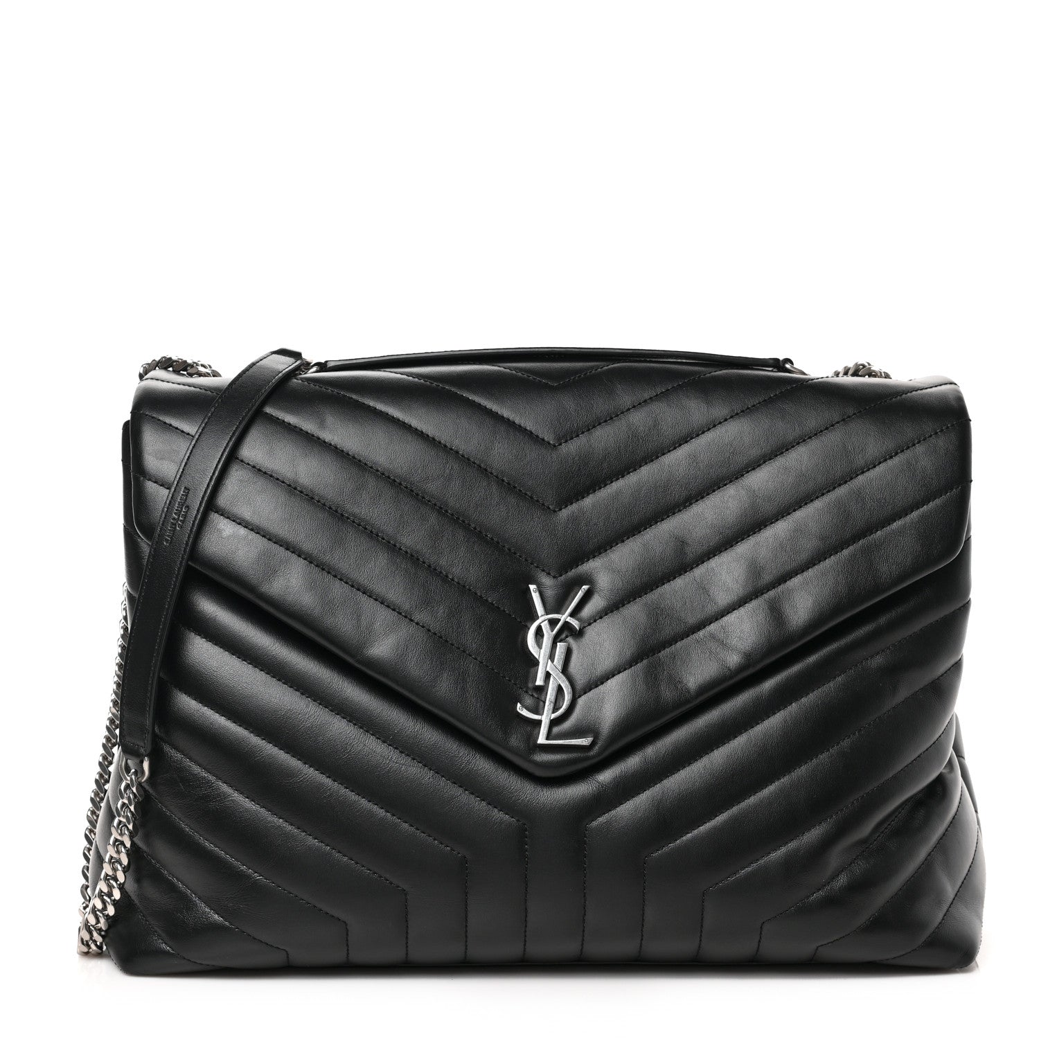 Saint Laurent Calfskin Y Quilted Monogram Large Loulou Chain Satchel Black 1 of 10