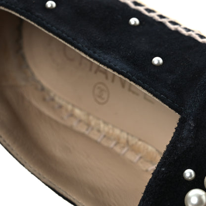 Chanel Suede Pearl CC Espadrilles 37 Black 11 of 12