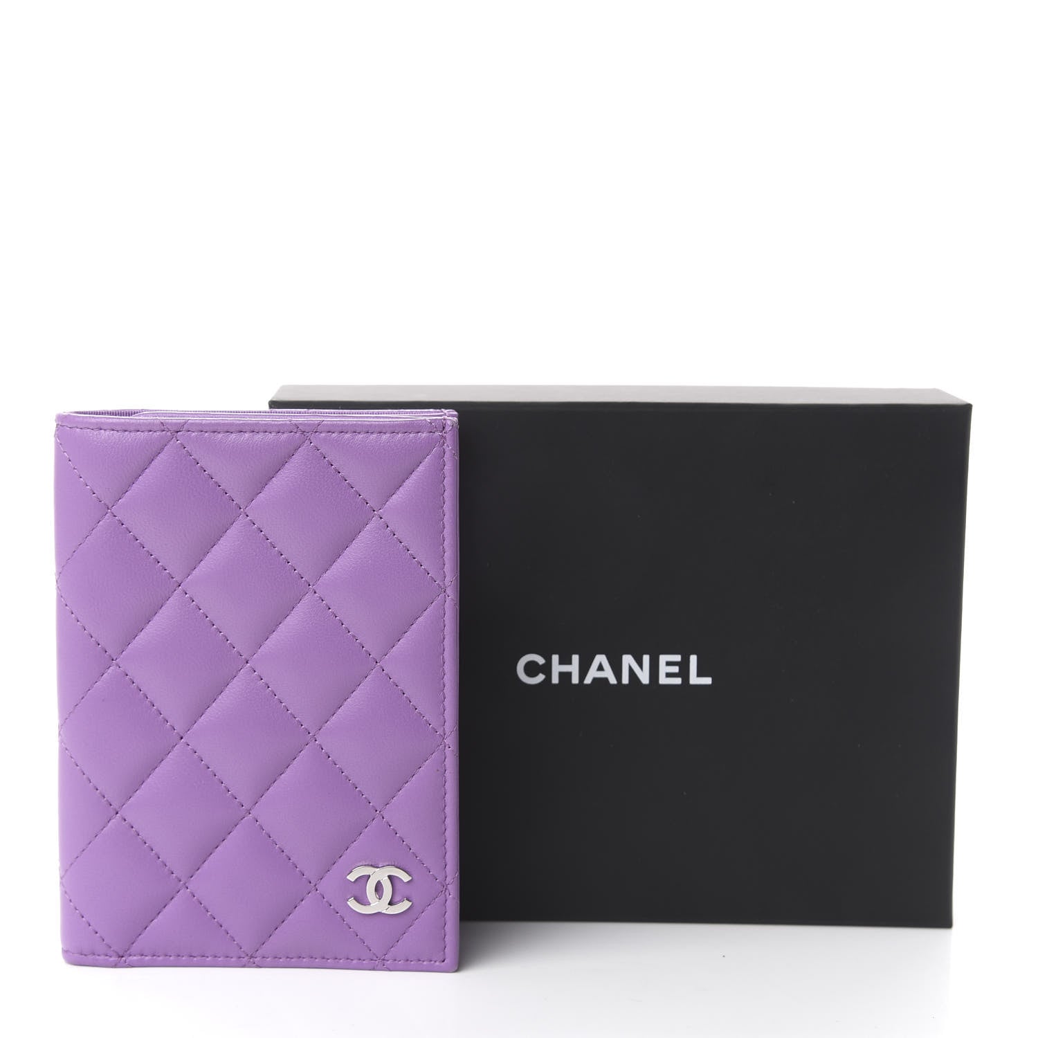Chanel Lambskin Quilted Passport Holder Purple 8 of 8