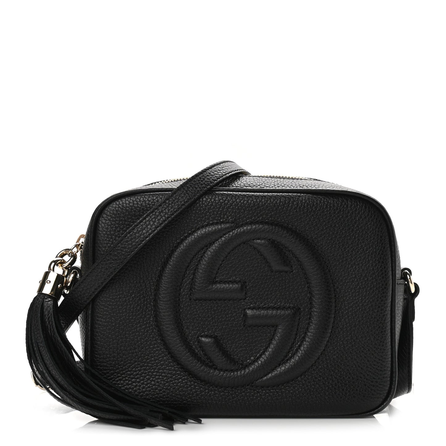Pebbled Calfskin Small Soho Disco Bag Black