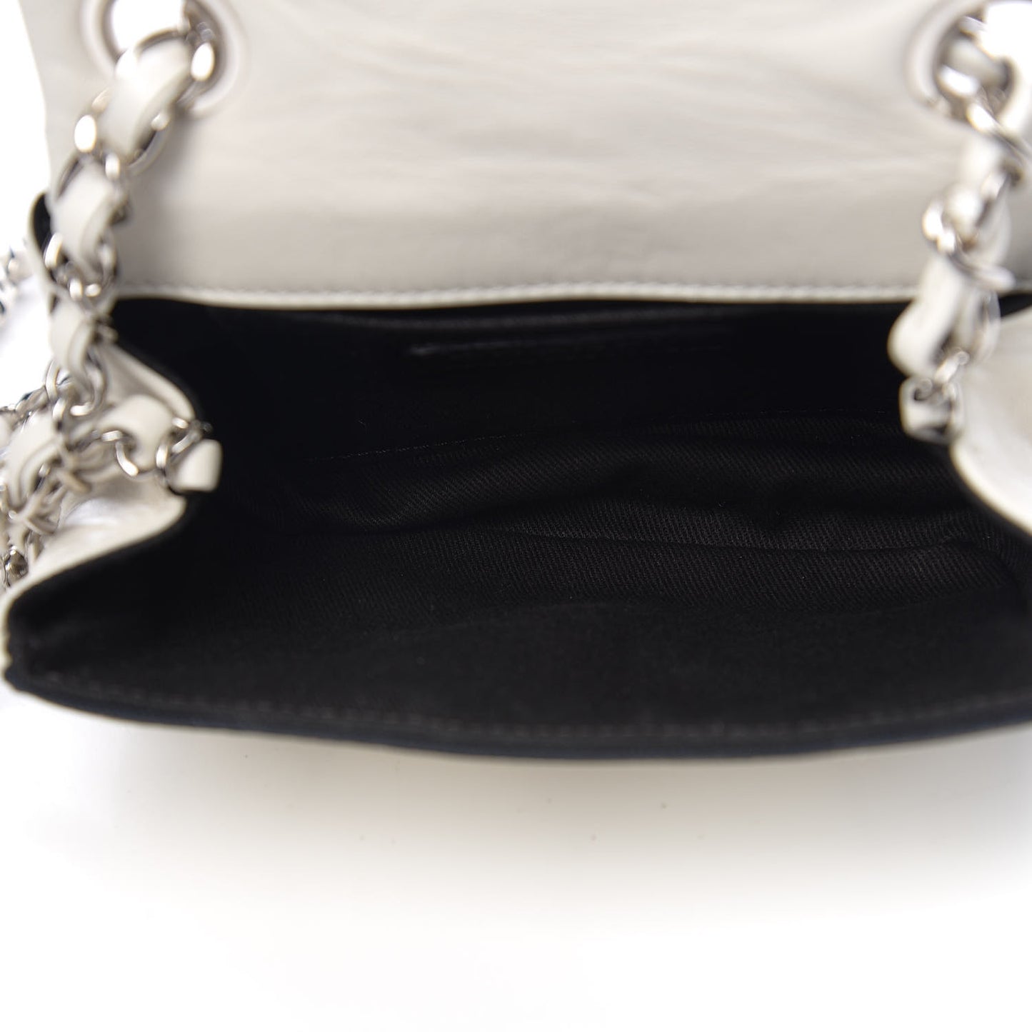 Calfskin Stitched Curve Mini Flap White Black