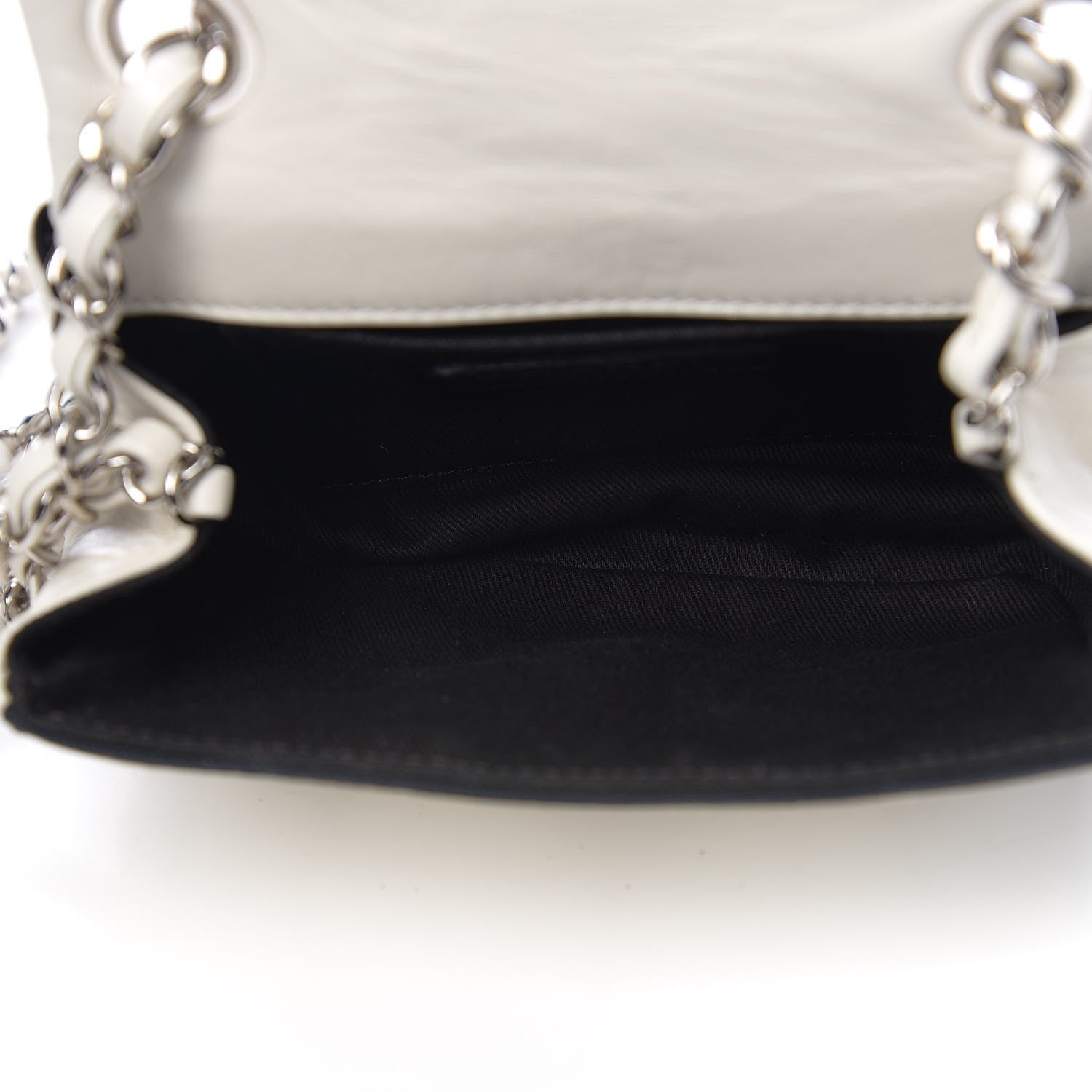 Chanel Calfskin Stitched Curve Mini Flap White Black 4 of 10