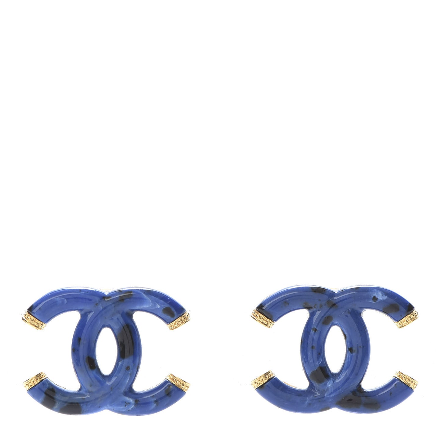 Resin CC Earrings Blue Black Gold