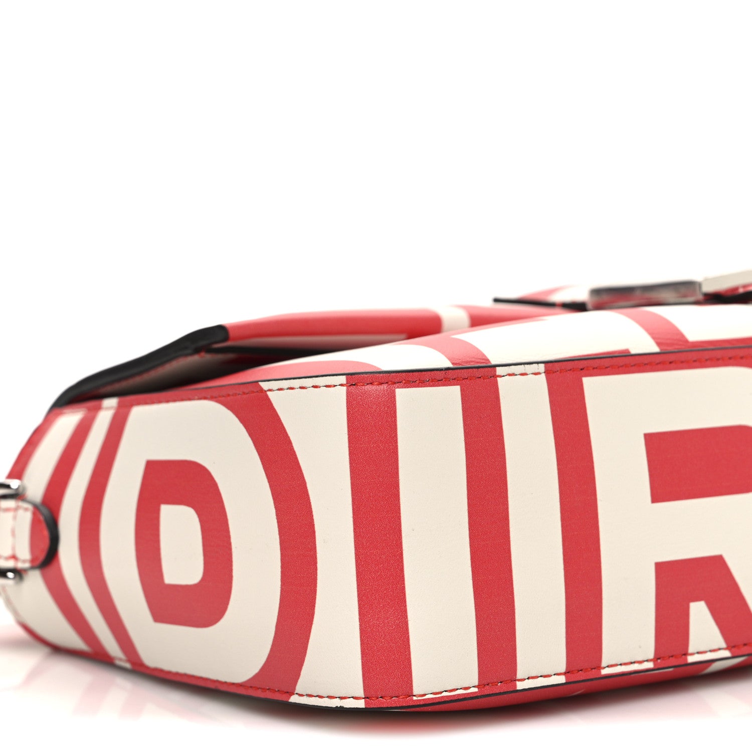 Fendi X MARC JACOBS Vitello Seta Logo Print Baguette Glow Coral White 9 of 10