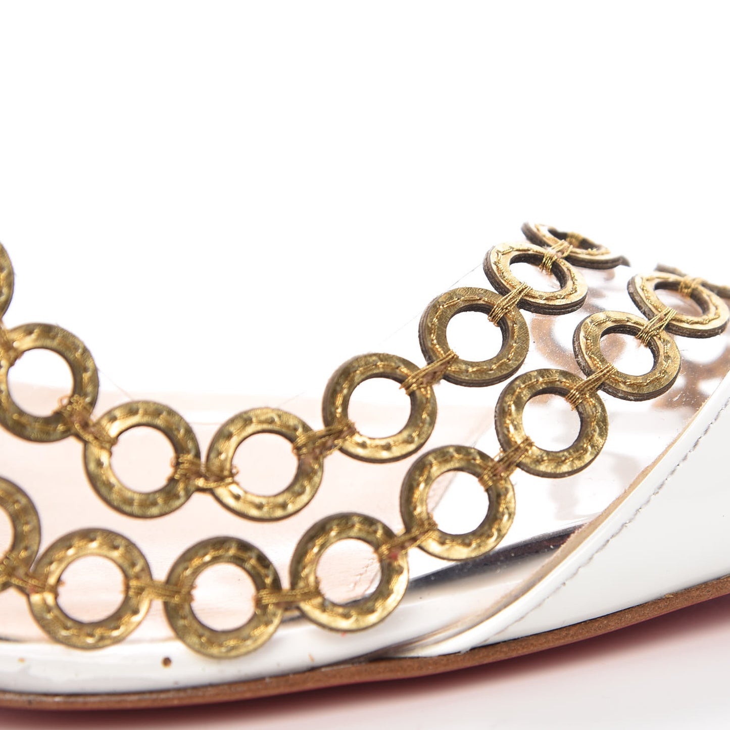 Patent PVC Malaika Half Dorsay 100 Pumps 38.5 White Gold