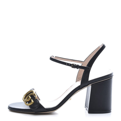 Gucci Lifford Calfskin GG Marmont Ankle Wrap 75mm Sandals 38 Black 1 of 7