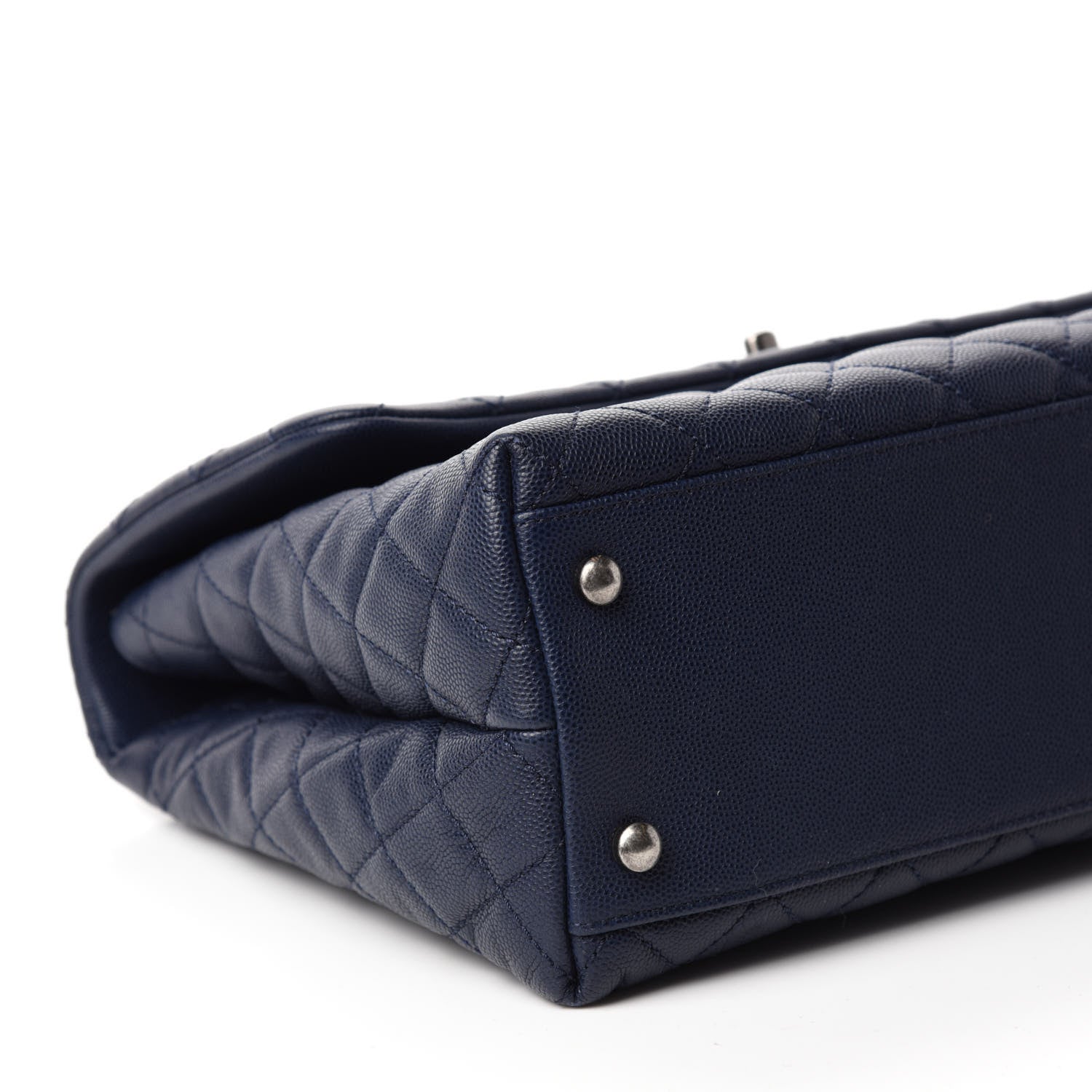 Chanel Caviar Lizard Quilted Medium Coco Handle Flap Navy 6 of 12