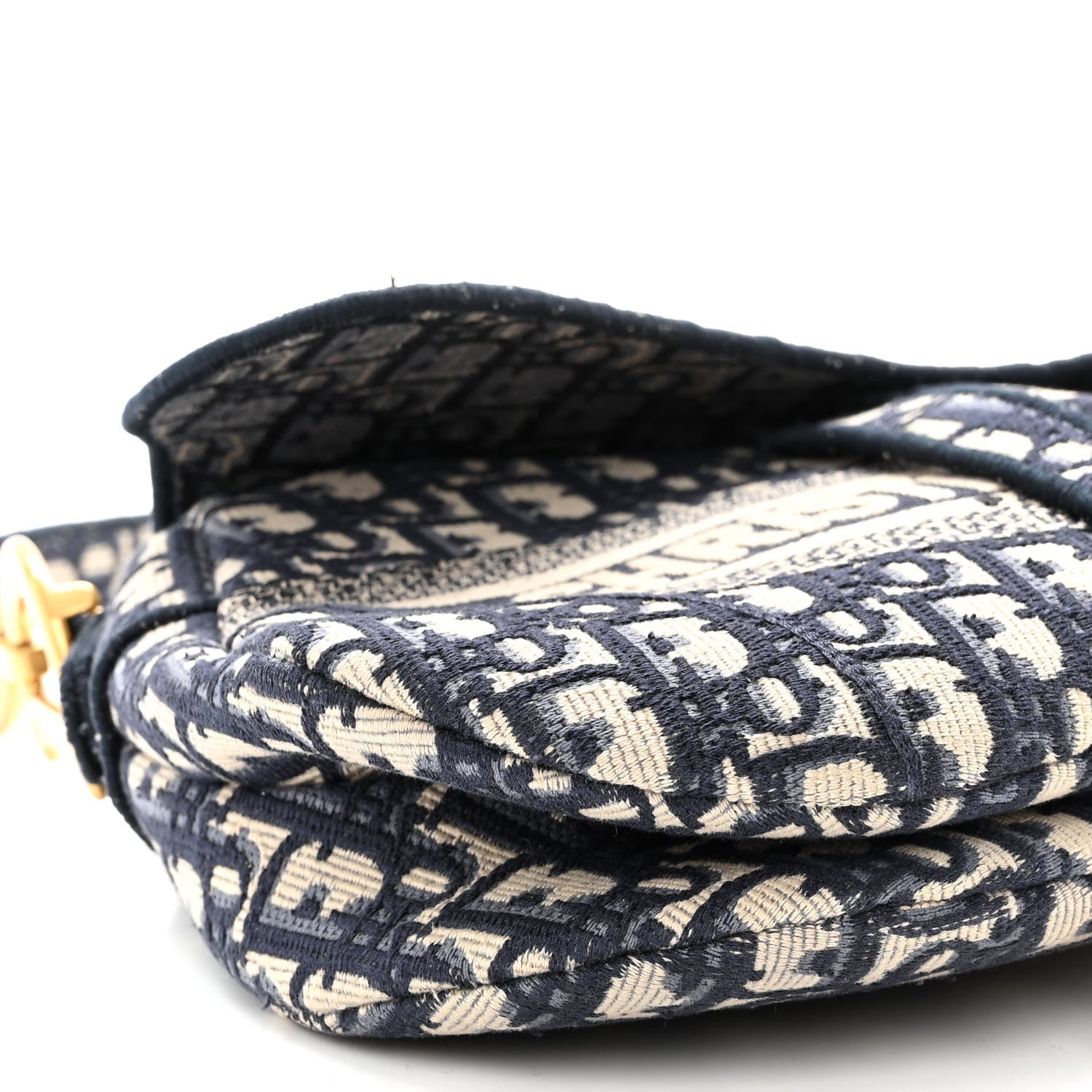 Christian Dior Oblique Embroidered Saddle Bag Blue 8 of 10