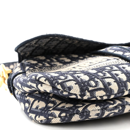 Christian Dior Oblique Embroidered Saddle Bag Blue 8 of 10