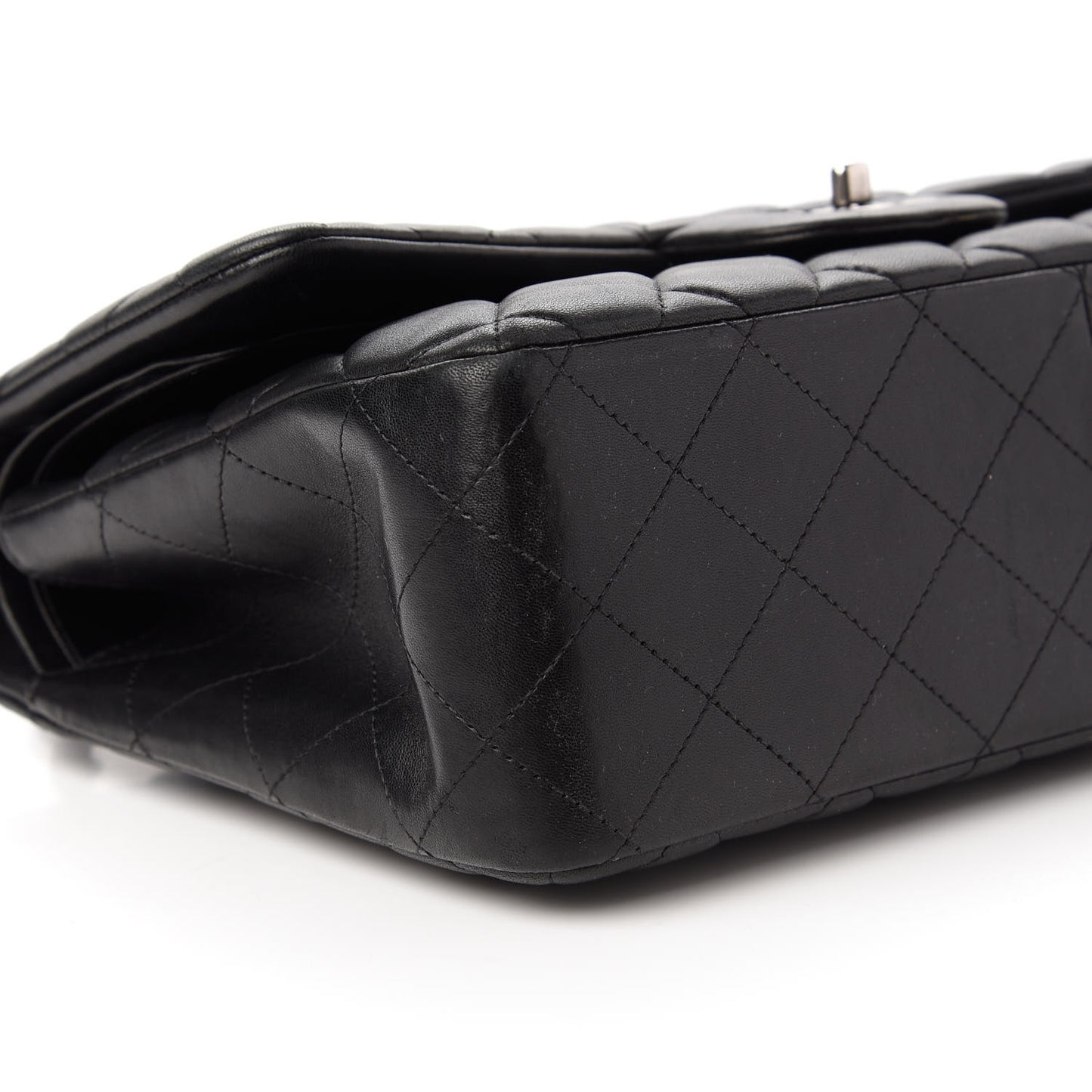Lambskin Quilted Jumbo Double Flap Black
