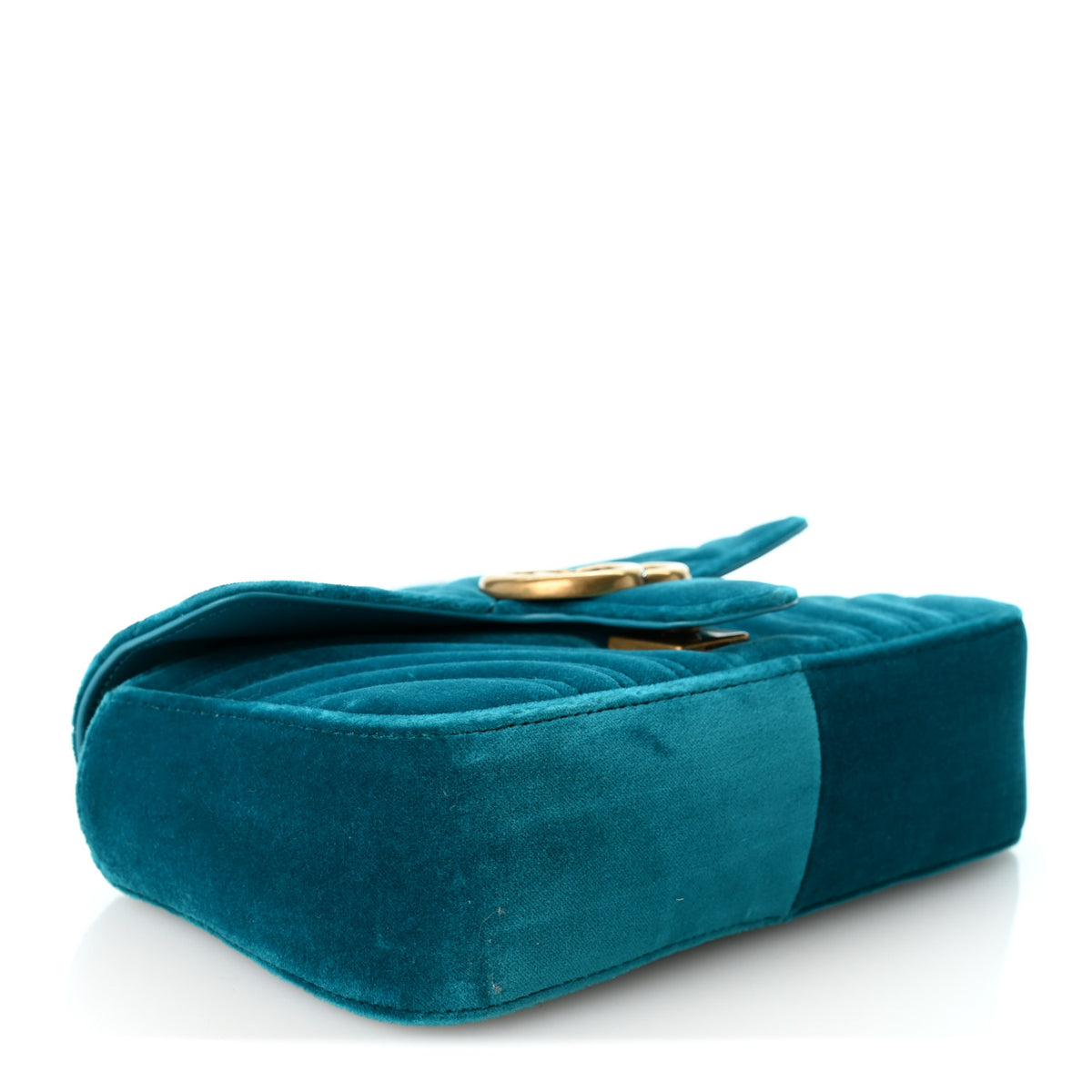 Velvet Matelasse Mini GG Marmont Shoulder Bag Pavone Cyan