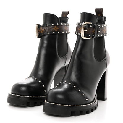 Louis Vuitton Calfskin Monogram Star Trail Chelsea Ankle Boots 40 Black 3 of 9