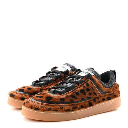 Chanel Lambskin Cheetah Print Quilted Sneakers 38.5 Brown Black 4 of 9
