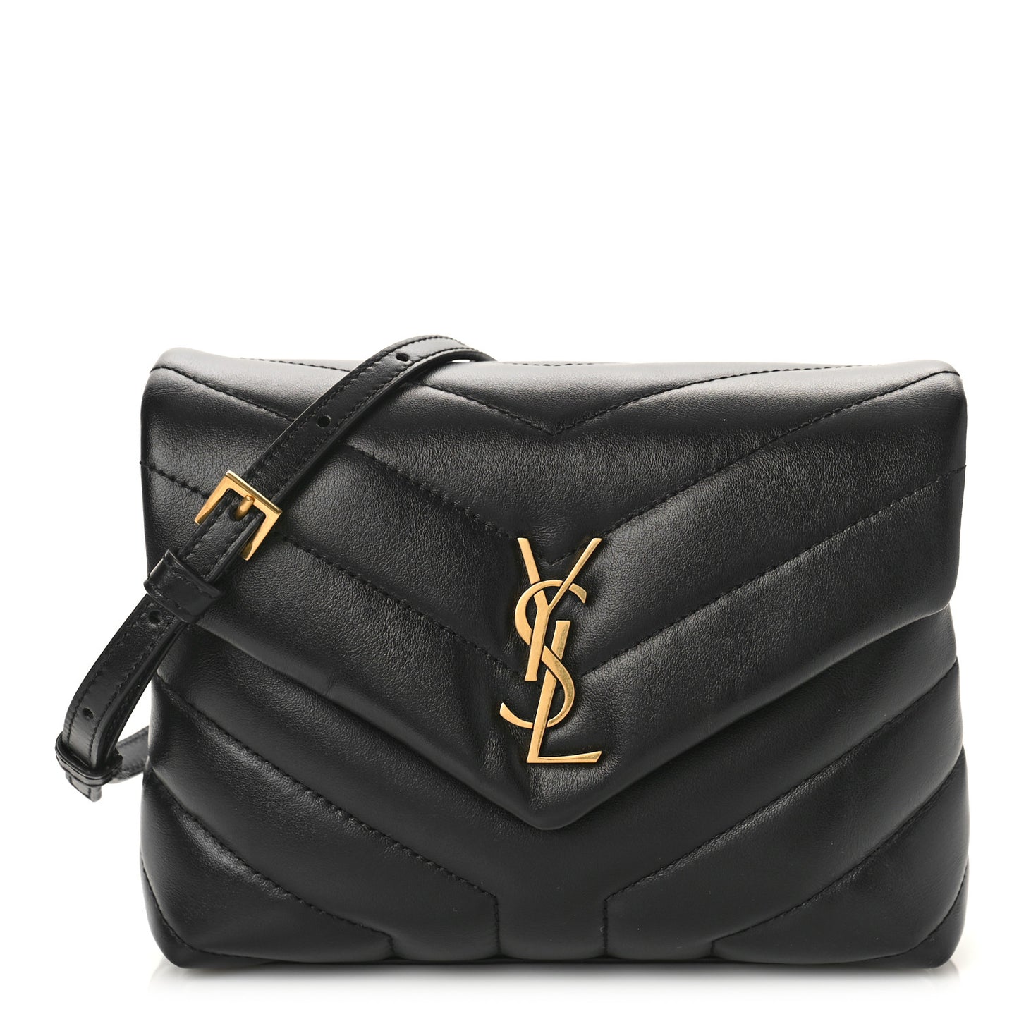 Calfskin Y Quilted Monogram Toy Loulou Crossbody Bag Black