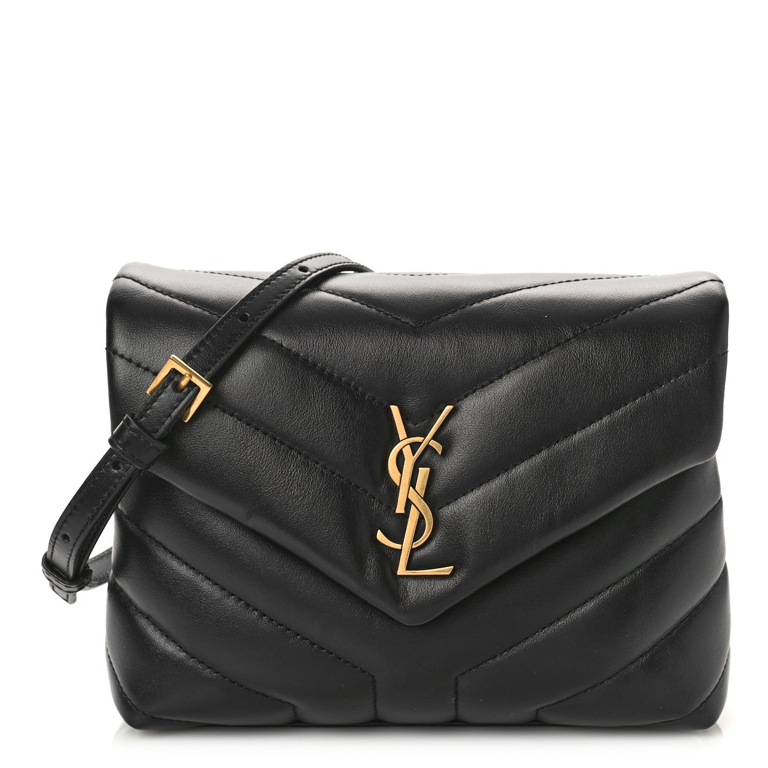 Saint Laurent Calfskin Y Quilted Monogram Toy Loulou Crossbody Bag Black 1 of 8